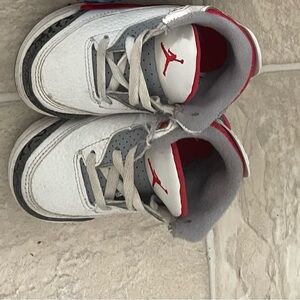 Jordan Kids White and Red Sneakers 5c